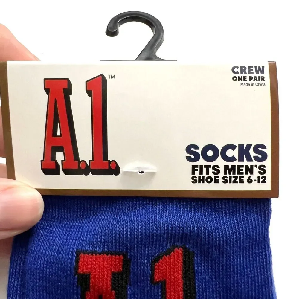 Odd Sox Unisex A1 Original Sauce Steak Sauce Novelty Crew Socks Blue Red Retro